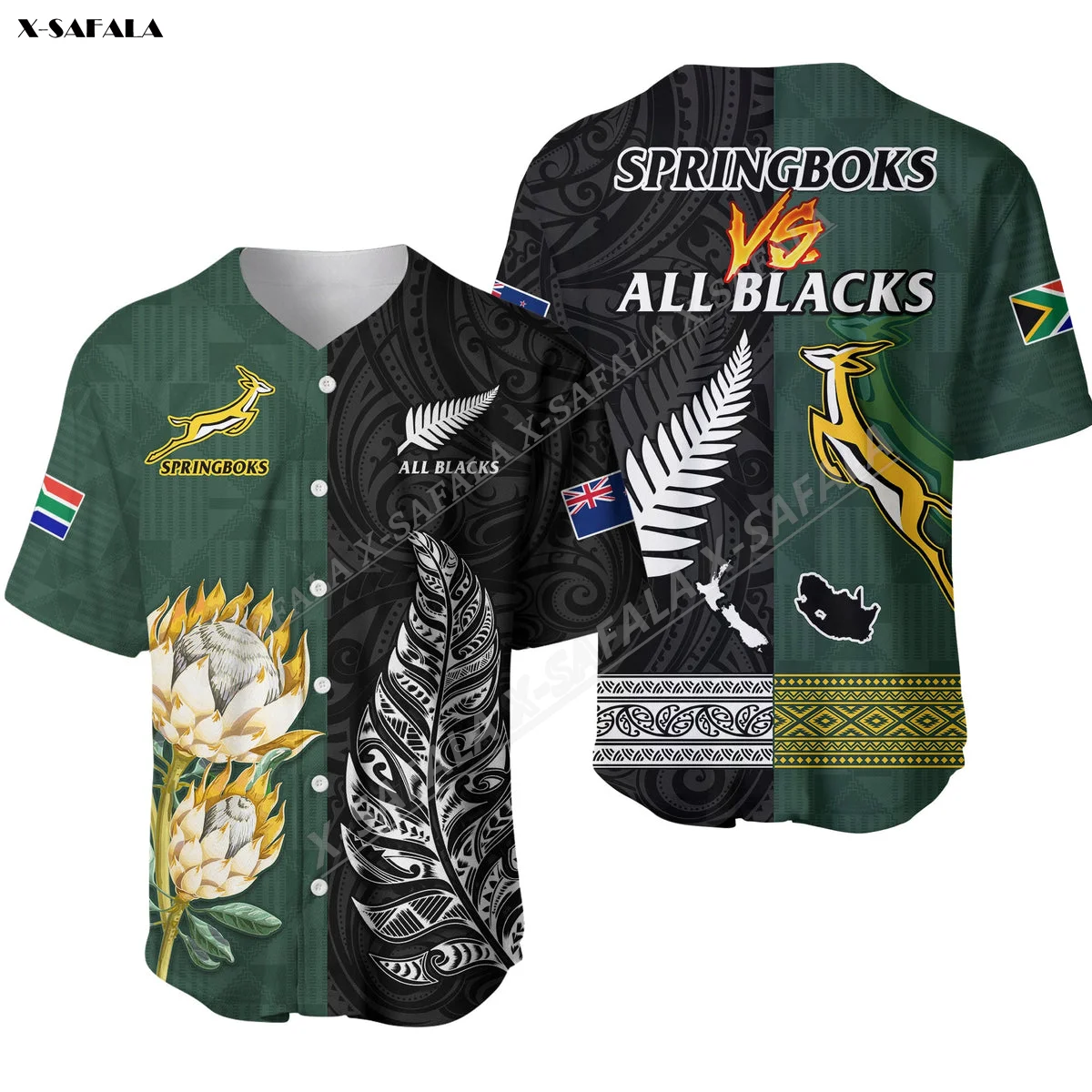 New_Zealand_Silver_Fern_Rugby All_Black_Maori  3D Printed Baseball Jersey Shirt Men Streetwear Short Sleeve