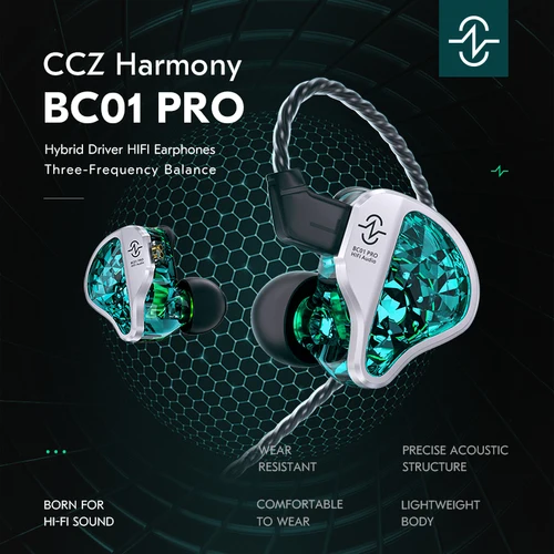 CCZ BC01 PRO DD & BA auriculares híbridos con cable Monitor intrauditivo auriculares HiFi IEM con OFC desmontable para juegos audiófilos de músico