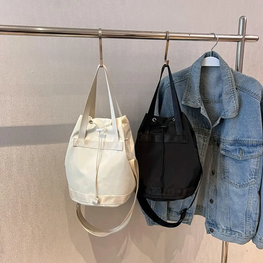 

Simple Canvas Nylon Drawstring Bucket Bag Large Capacity Outdoor Bag Shoulder Bag Crossbody Bag Handbag Girls