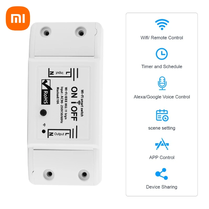 Xiaomi-Interruptor inteligente Wifi DIY, controlador remoto inalámbrico, Control del hogar, funciona con Alexa, Google, modo Dual, temporizador