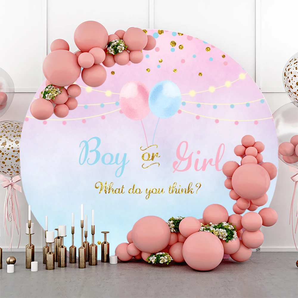 Yeele Newborn Gender Reveal Party Boy Or Girl Baby Shower Round Elasticity Backdrop Circle Baby Shower Photography Background