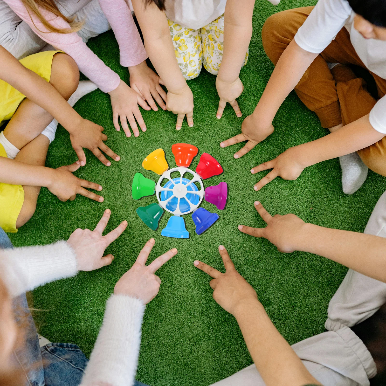 

8-Tone Octave Hand Bell Colorful Lightweight Metal Loud Clear Sound Early Education Musical Instrument for School Home Hotel