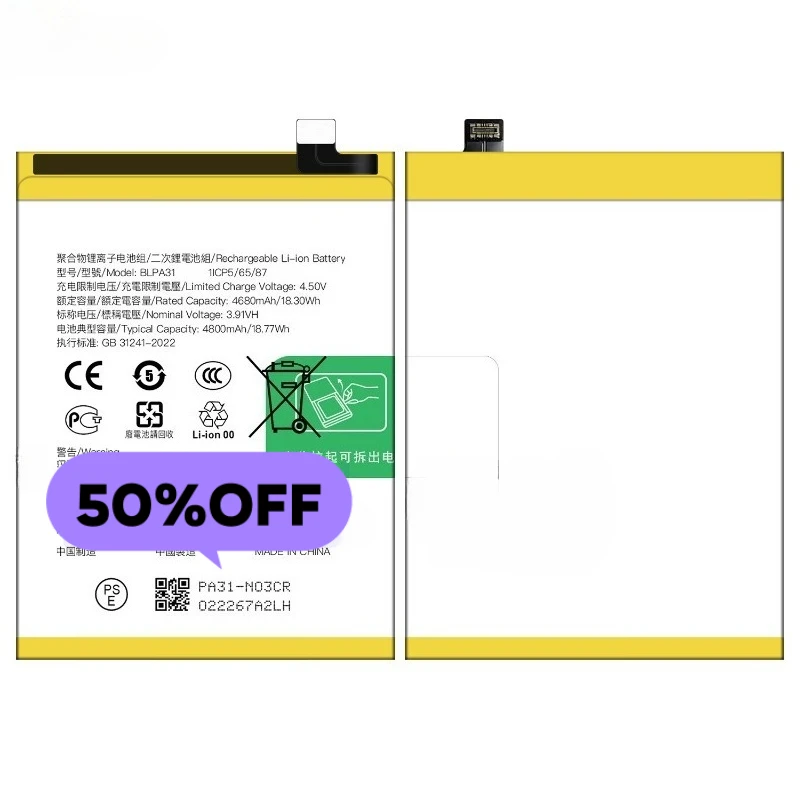 

BLPA31 for OPPO Reno 11(China) Mobile Phone Battery High Quality High Capacity Replacement Bateria Grade A Cell with Tools