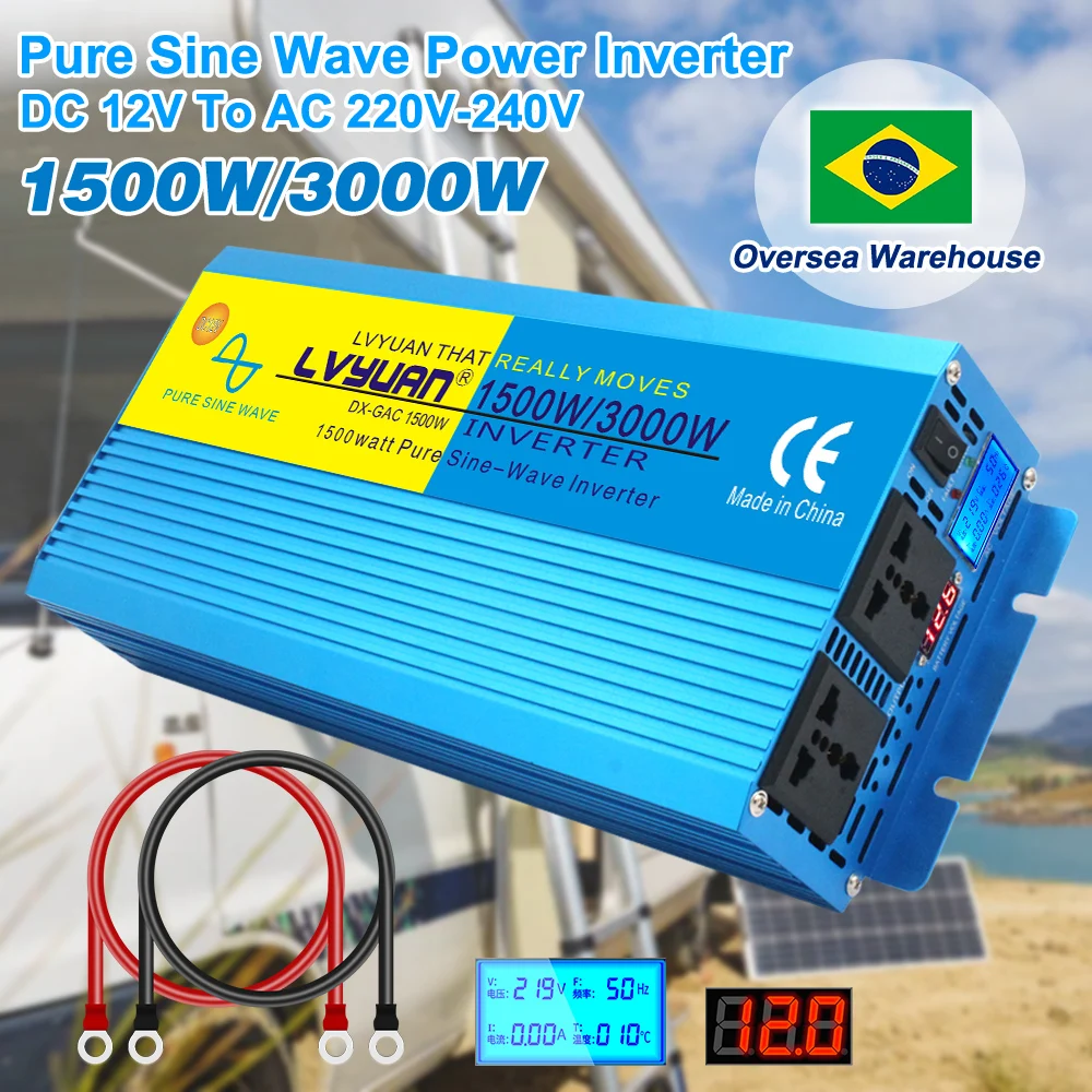 Pure Sine Wave Inverter 4KW 5KW 6KW 12v 24v DC To AC 220V 230V LED Display Auto Solar Converter Transformer Car Inversor