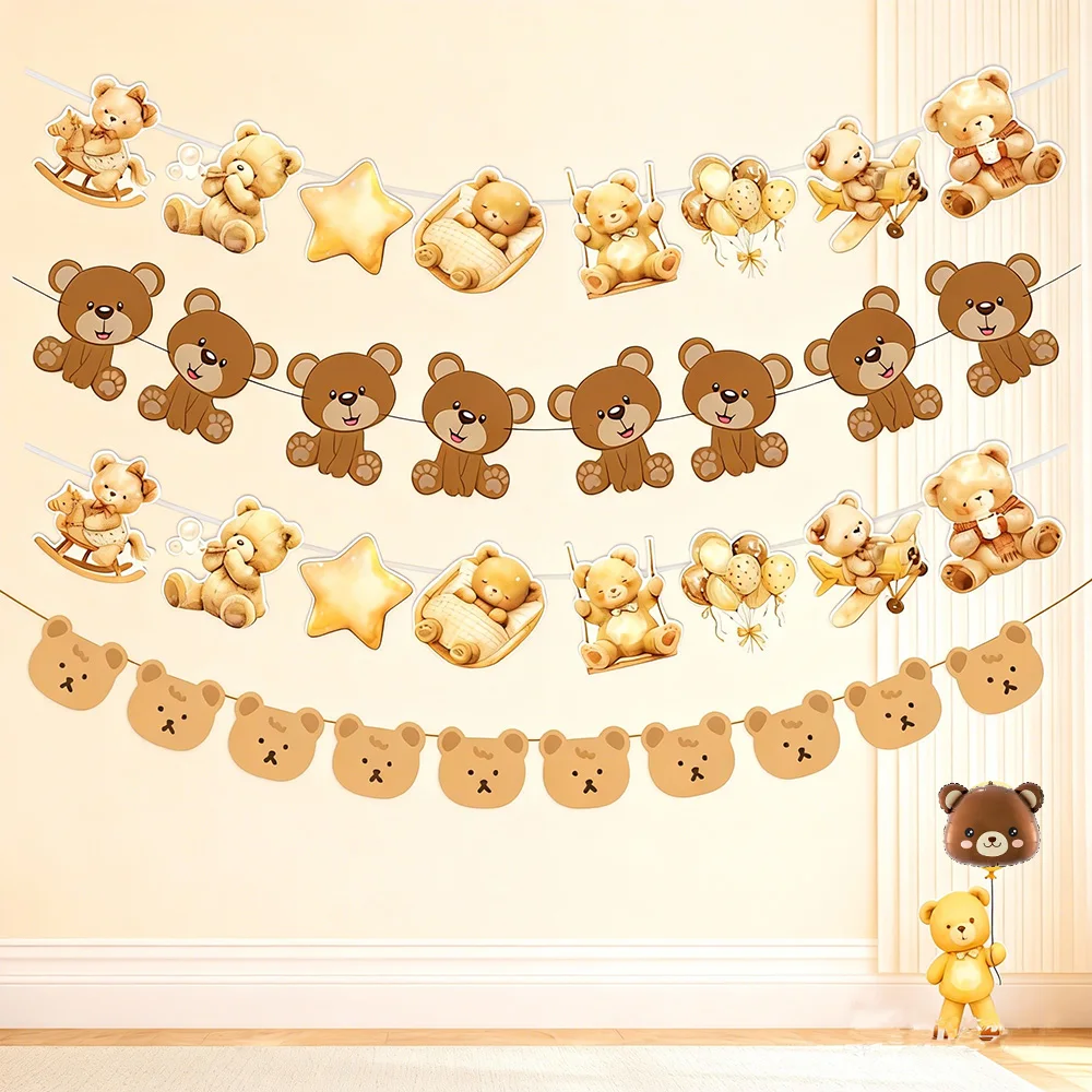 Teddy Bear Party Banner decor kids Birthday banner Party Decoration baby shower Decoration Teddy Bear birthday Banner decoration