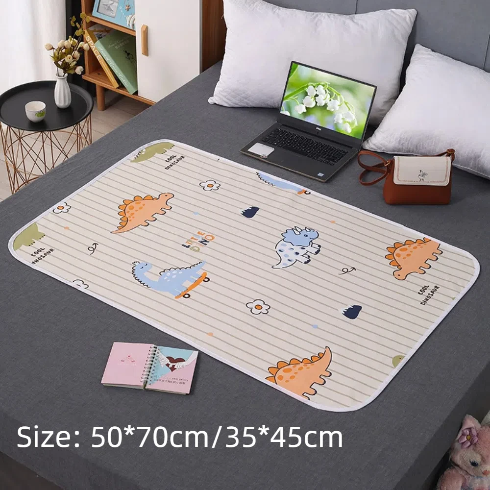 부드러운 피부 친화적 인 아기 소변 매트 누출 방지 빨 수있는 침구 소변 패드 만화 디노 통기성 월경 패드 성인