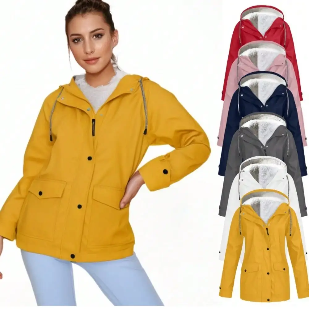 

2025 Hit New Velvet Raincoat Plus Velvet Jacket Outdoor Mountaineering Suit Hooded Jacke