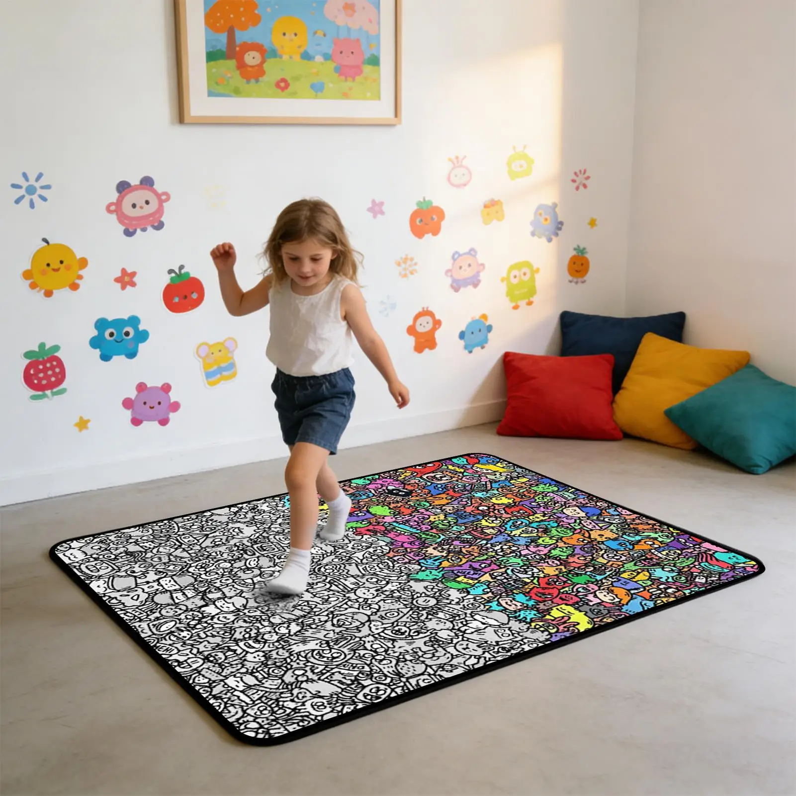 Kids Graffiti Coloring Blanket Coloring DIY Washable Sofa Throws Art Craft For Boys Girls Families Craft Lovers Preschools