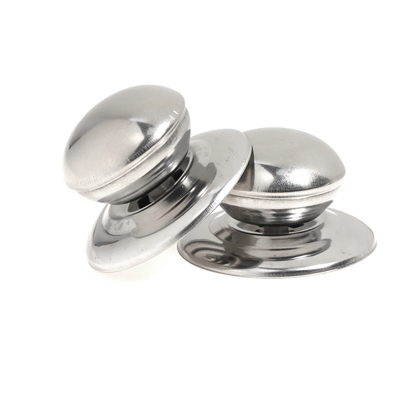 2pcs/set Stainless Steel Replaceable Cover Button Pan Pot Glass Lid Cover Handle...