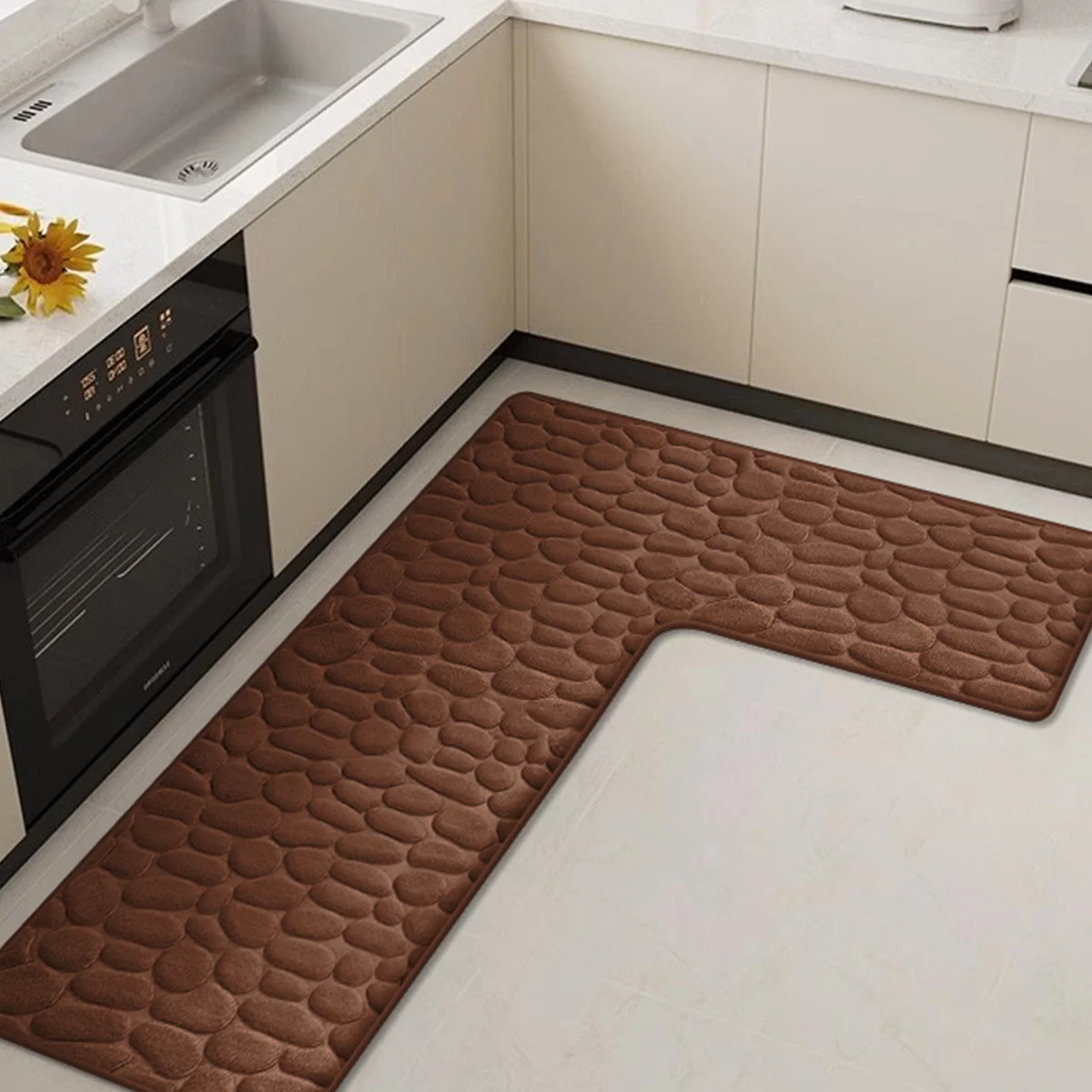 

Thickened flannel kitchen L-shaped dirt-resistant large carpet absorbent floor mat non-slip soft mat oil-absorbing foot mat