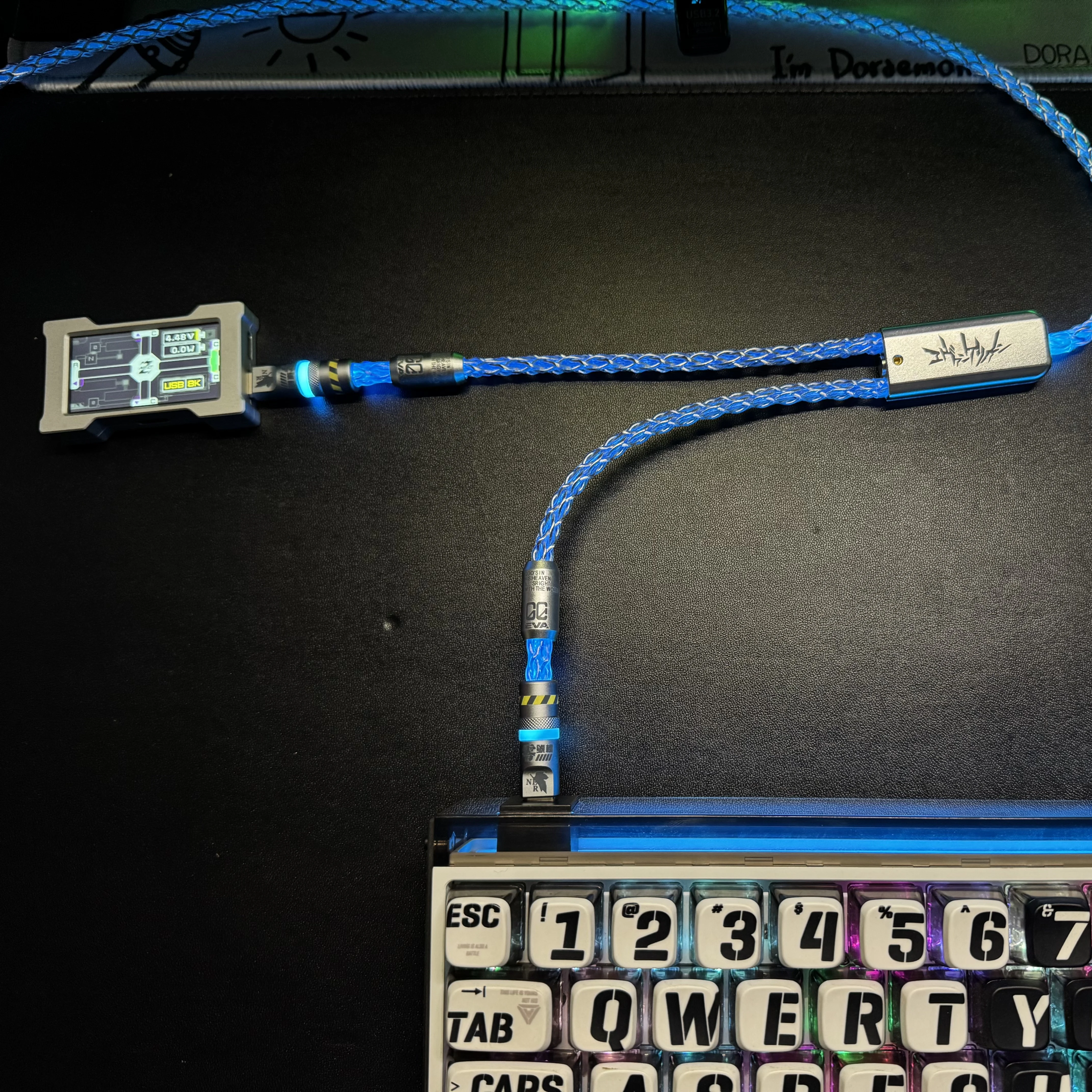 nit 00 Custom 1 To 2 Keyboard Cable Single Crystal Copper RGB Glow 8K Polling  For Magnetic Switch Mechanical Gaming Keyboard