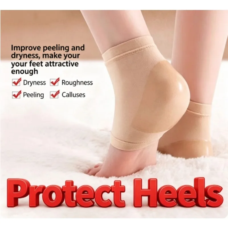 Black/Nude Heel Protective Mesh Gel Silicone Heel Sock Foot Cover Moisturizing Anti-wear Anti-crack Half Sock Heel Cover