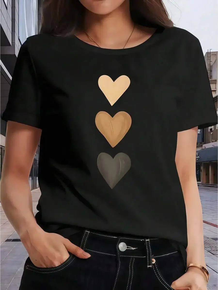 Women Coastal Aesthetic Summer Tops 1Pc Lightweight Knit Breathable Beach Postcard Graphic Print Cream Crew Neck Casual Short