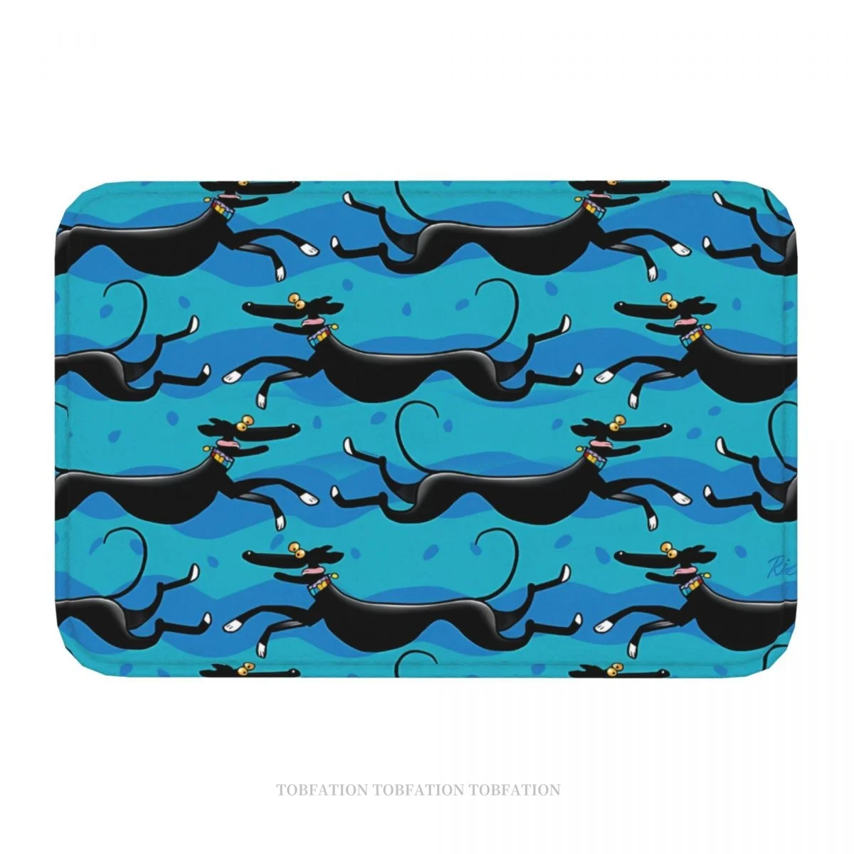 Greyhound Ears Dogs Bedroom Mat Blue Zoomies Pattern Doormat Flannel Carpet Outdoor Rug Home Decoration