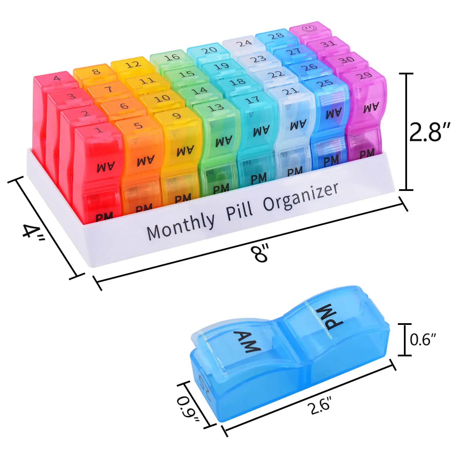 1Pcs 30 Days Monthly Pill Box Holder Medicine Storage Organizer Drug Container Case BPA Free Pillbox Dropshipping&Wholsale