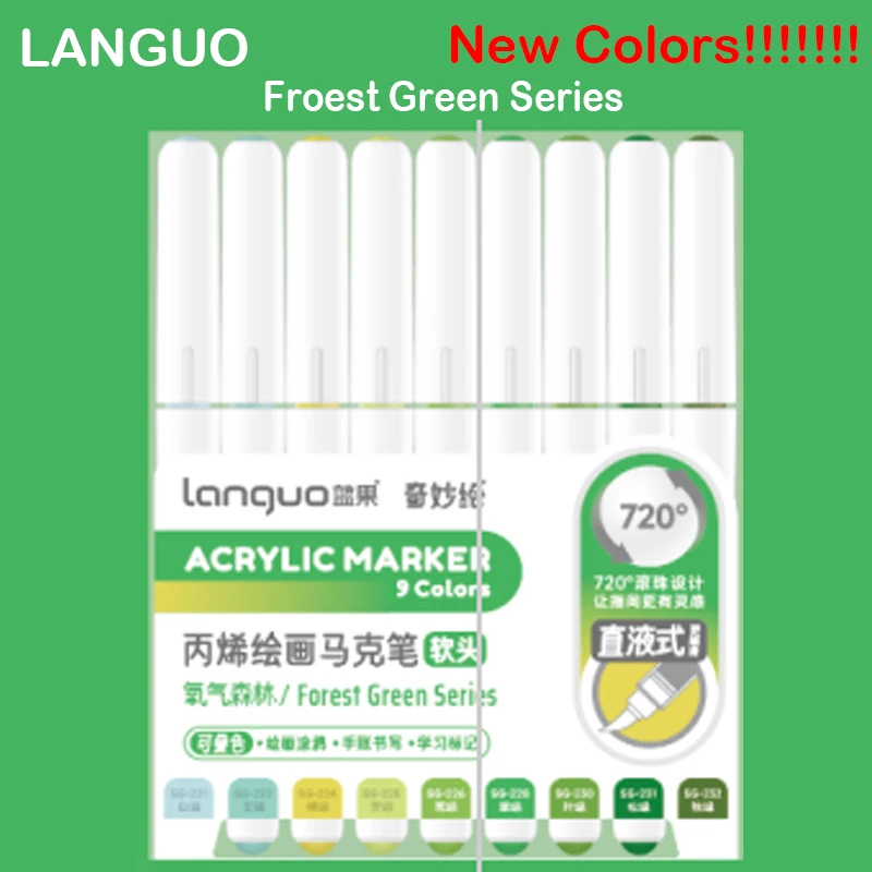 

207/9 Direct Liquid Acrylic Markers Brush Color Marker Pen for Rock Painting Stone Ceramic DIY School Art Supplies Stationery