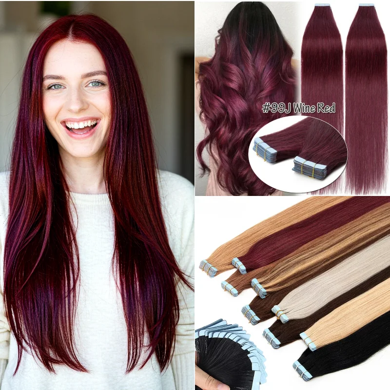 real-human-hair-tape-in-extensions-20pcs-14inch-613-99j-30g-quick-add-length-for-wedding-guest-look-wholesale