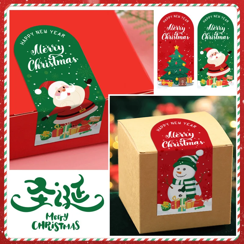 50Pcs Cute Creative Merry Christmas Stickers Christmas Gift Decorative Sealing Sticker Packaging Box Label Christmas Tag