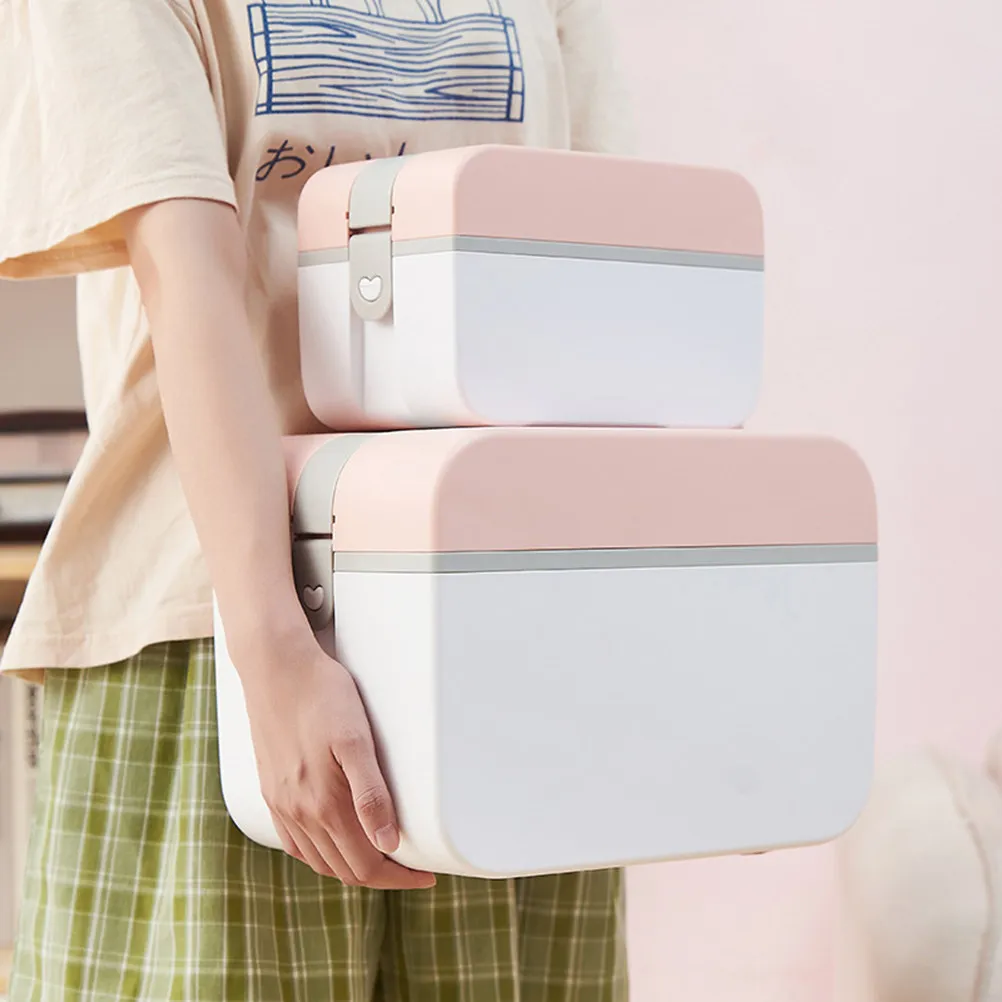 Plastic Emergency First Aid Kit Pink 5235 Medium Double Layer Portable Medicine Storage Box Lockable Multi-Functional Organizer