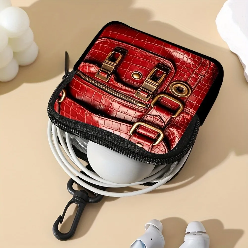 Creative Mini Coin Purse Imitation Leather Bag Pattern PVC Wallet for Women Portable Water-resistant Earphone Bag Friends Gift