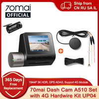 70mai Dash Cam A510 Set with 4G Hardwire Kit UP04 Remote Control 1944P 3K Image HDR GPS ADAS 24H Parking Mode 70mai Car DVR A510