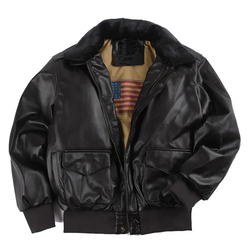 

Retro oversized US Air Force leather jacket male female pilot couple leather Coat Male motorcycle Lapel Solid Windproof Outwear