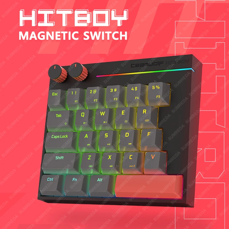 

HITBOY HK25 Single-hand Game Mechanical Keyboard Wired Magnetic Switch RGB Backlit 25 Key+2 Knob Office Esports Mini Keyboard