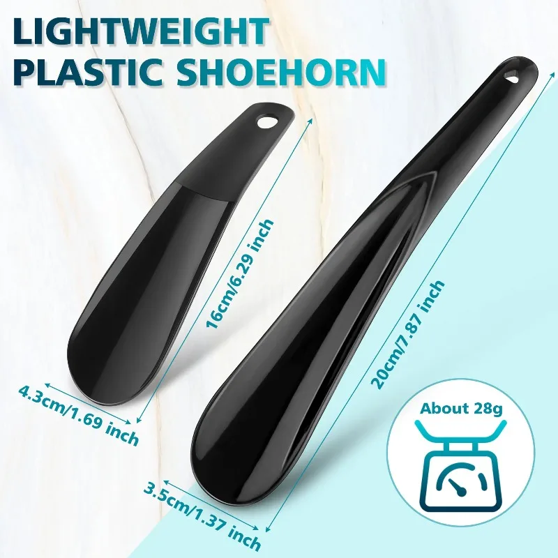 6.29" 7.87" Lightweight Plastic Shoehorn with Long Handle Travel Shoe Horn Helper for Men Women Elderly Footwear Aid