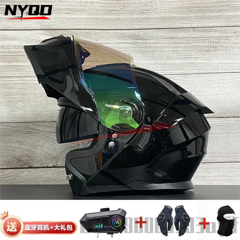 Jiekai Motorcycle Professional Racing Flip Up Helmet ABS Material Modular Dual Lens Bluetooth Helmets DOT Certification