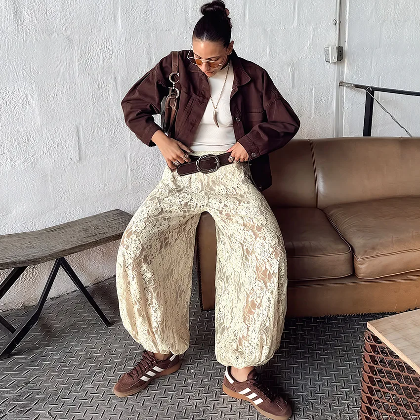 2026 New Sexy Temperament Lace Pants Women's Loose Casual Commuter Pants