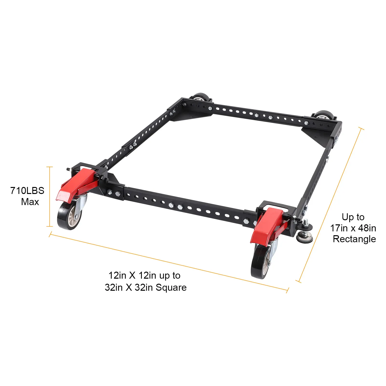 Adjustable Universal Mobile Base 650lbs Load-Bearing Capacity, Heavy-Duty with Locking Levers, Swivel Wheels