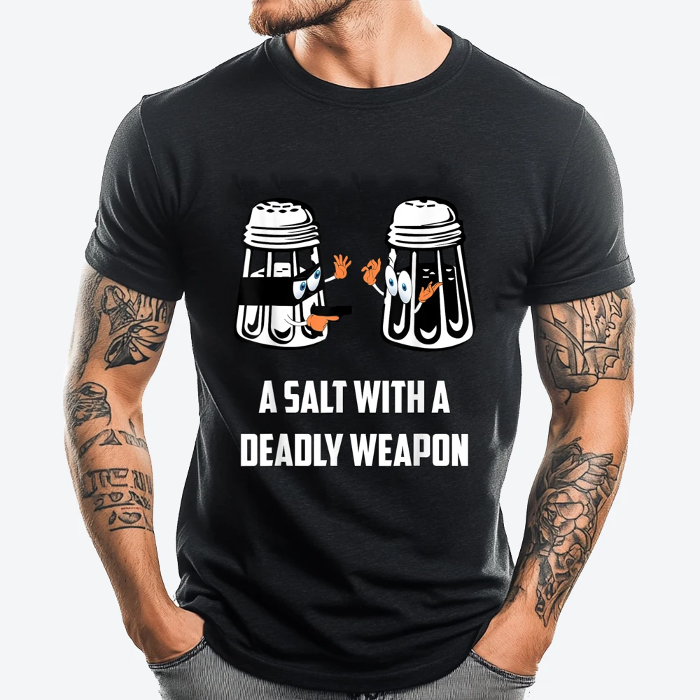 

Salt with A Deadly Weapon Graphic Funny T Shirts Grey Shirt Graphic Tee Tee Shirt Men Valentine's Day Tops & Tees