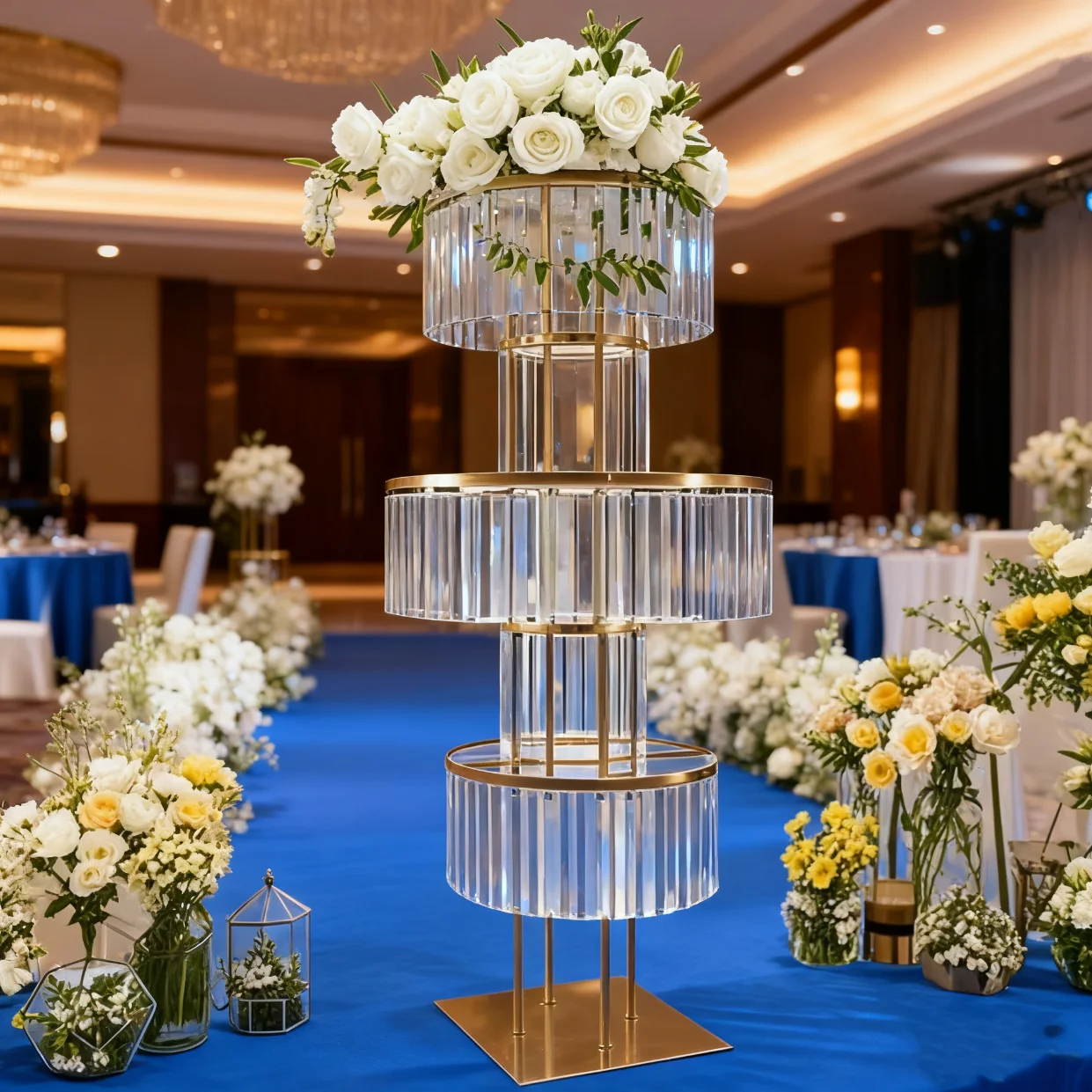 

3pcs/5pcs)60cm-130cm) Wedding Decorations Tall round Column Gold Metal Iron Flower Stand Vase for Table Centerpiece