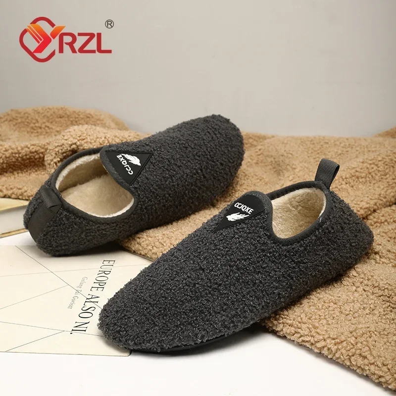 

YRZL Winter Cotton Shoes Men Indoor Warm Slip on Lightweight Slipper Women Plush Home Cotton Loafers Unisex Winter Warm Shoes