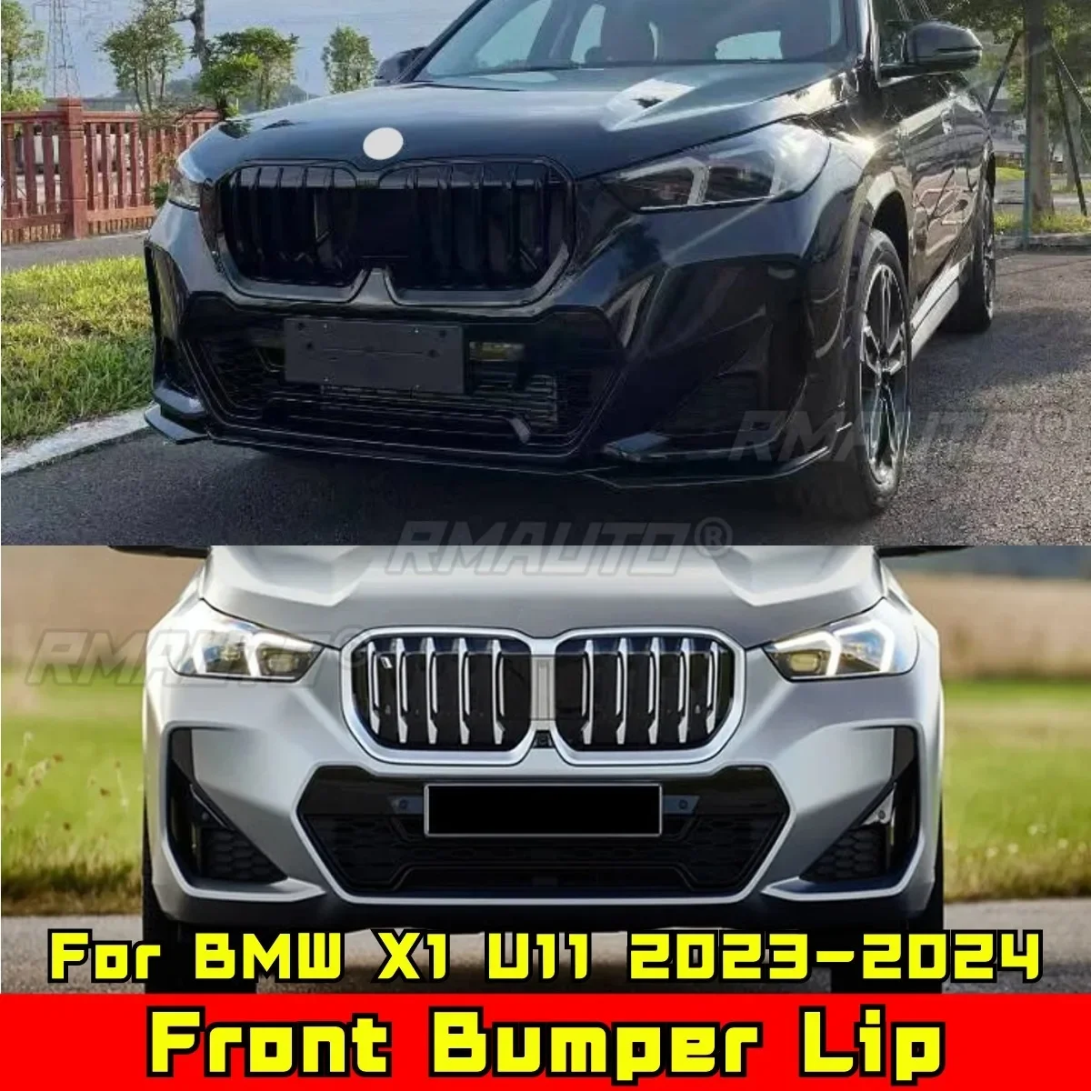 Amortecedor dianteiro para BMW X1 U11, Difusor de spoiler labial, Divisores, Body Kit, Capa de Aventais, Guarnição, M Sport, Acessórios de Carro, 2021, 2022