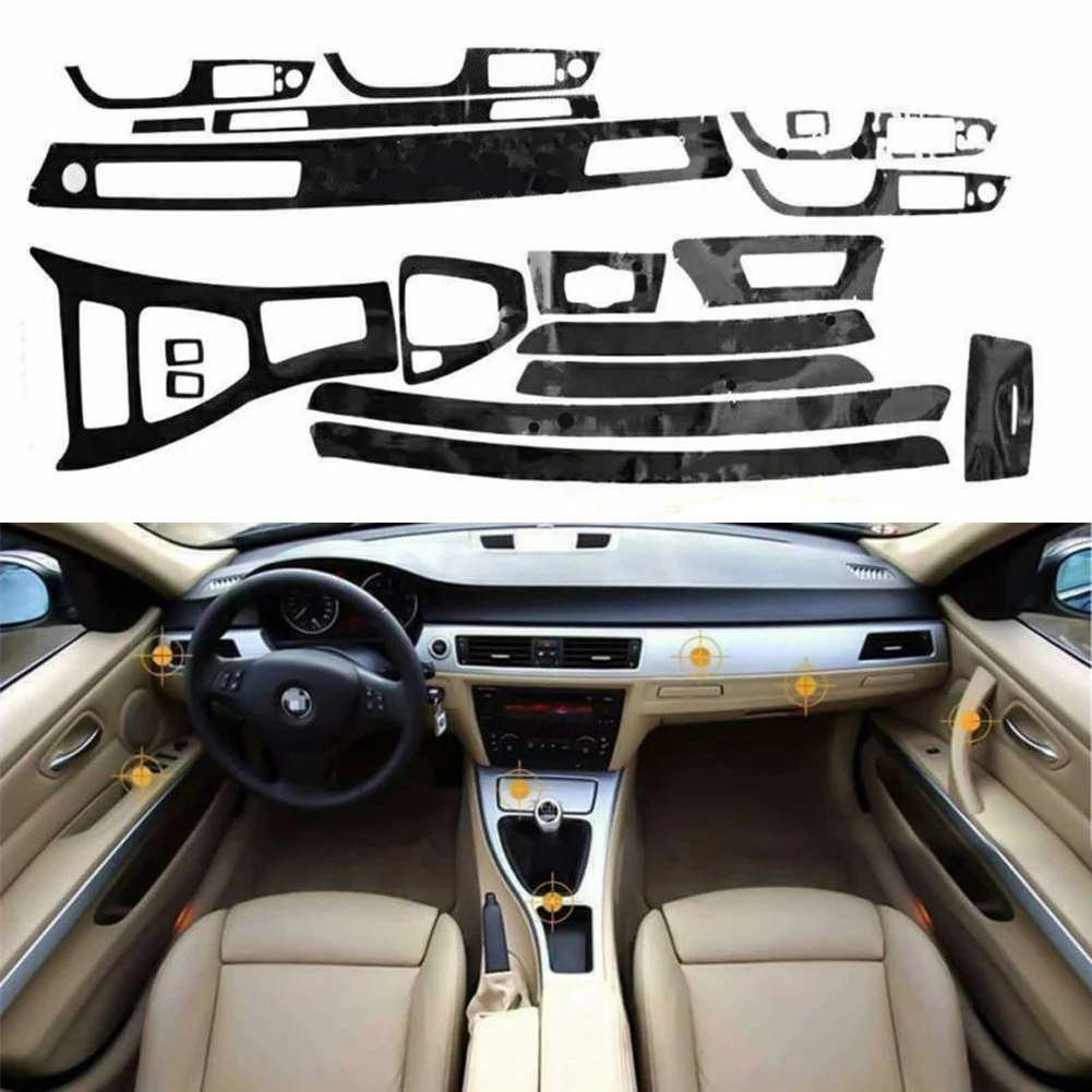 

Наклейки для BMW 3 серии E90 2005-2012, глянцевая черная внутренняя глянцевая обертка, наклейка, защита от царапин, комплект наклеек на центральную консоль