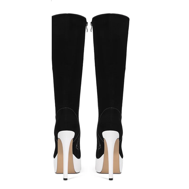Botas altas de lona para mujer, zapatos de tacón Ultra alto de estilo europeo, plataforma con cordones de Lolita para mujer, Botas de moda para primavera y otoño