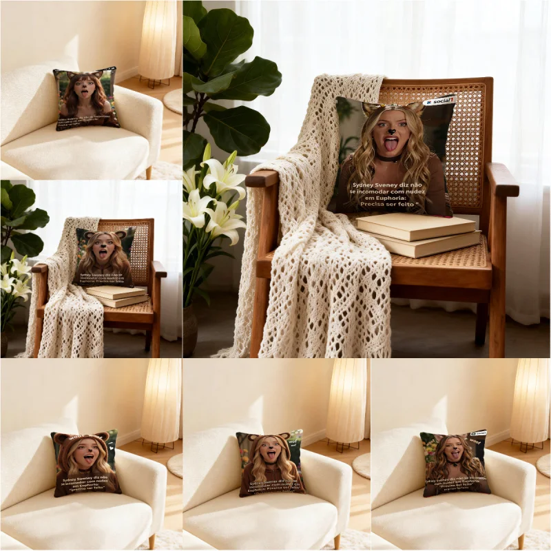 Housse de coussin en polyester doux avec imprimé fille cosplay animal Woof Woof de la saison 3 de Euphoria, 18x18 pouces, pour décoration de canapé et chambre à coucher