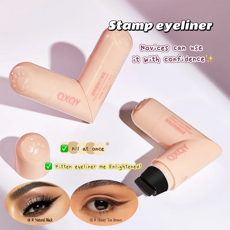 قلم تحديد العيون QXQY Easy Stamp Wing - طرف مزدوج (ختم + قلم رصاص)، مقاوم للماء، سريع الجفاف، ملابس طوال اليوم، تطبيق مقاوم للكسر، Mus