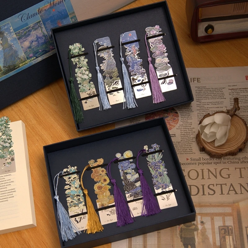 4 Dấu Trang Kim Loại Rỗng Với Tua Rua Nhiều Màu Sắc Dành Cho Người Yêu Sách Giáo Viên Dropshipping