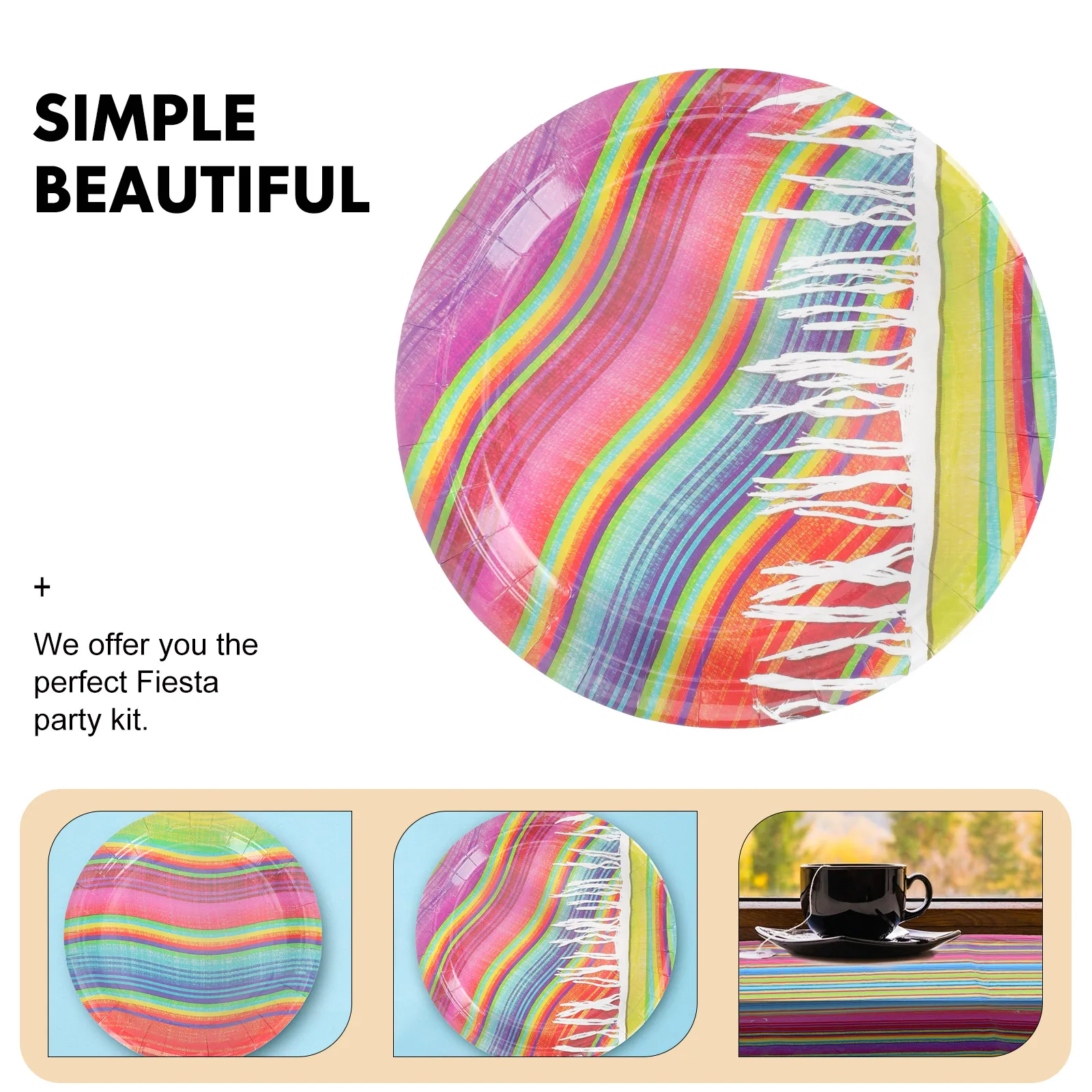 

1set Party Tableware Set Carnival Tablecloth Disposable Paper Plates Napkins Mexico Theme Festive Decoration Practical Clean