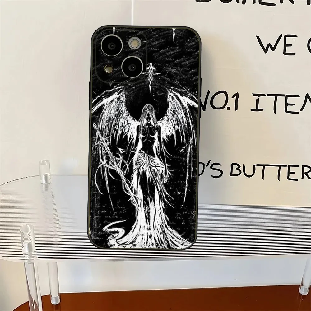 Gothic Girl Dark Sculpture Retro Phone Case For iPhone 16,15,14,13,12,Pro,Max,11,7,8,Plus,XR,XS Max Silicone Soft Shell