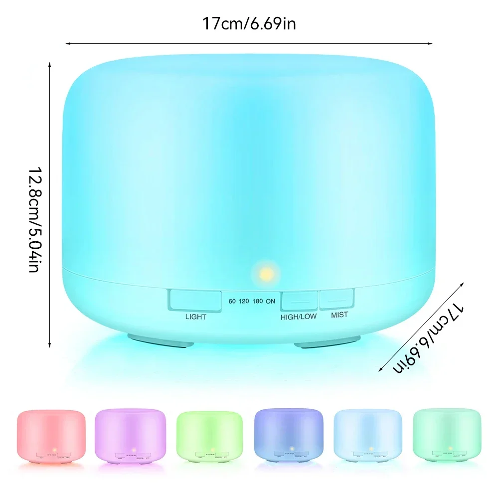 Diffuser aromaterapi pelembab, minyak esensial aromaterapi penyegar udara kamar tidur ruang tamu kendali jarak jauh 7-warna lampu malam
