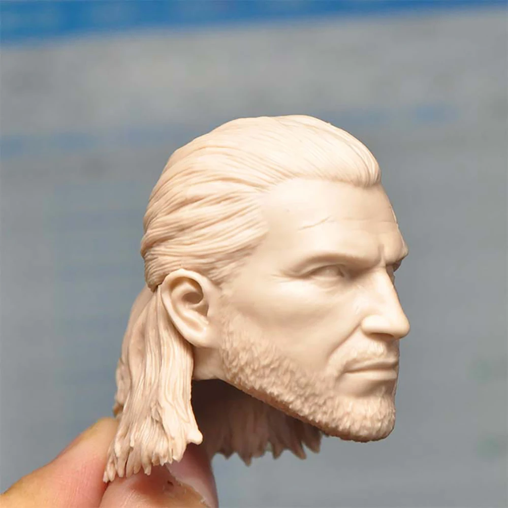 Em estoque 1/6 lobo branco geralt cabeça esculpida pvc cabeça de soldado masculino escultura caber 12 ''figura de ação corpo bonecas