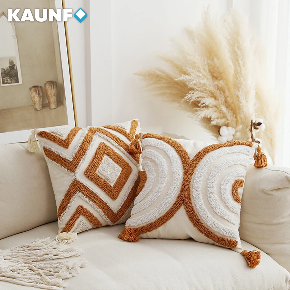 

KAUNFO Modern High Quality Decorative Pillows Covers Tufted Lamb Sofa Cushion Cover Throw Pillow Cases 45x45cm