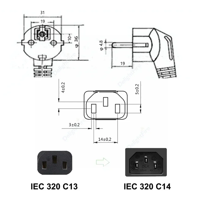 Power Supply Cord 1.2m 1.5m 2m 3m 5m EU Plug IEC C13 Power Extension Cable For Projector PC Computer Monitor Printer Sony PS4