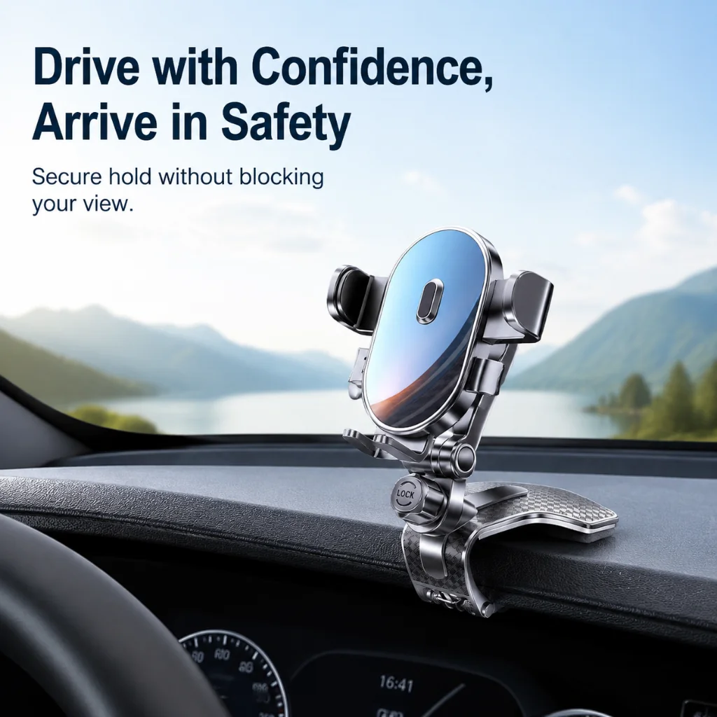 Lcars Car Phone Holder That Doesn'T Block Your View, Clip-On Design for Dashboard, Won'T Fall Off, Universal for Horizontal and Vertical Screens, Gravity Navigation Phone Holder for Cars