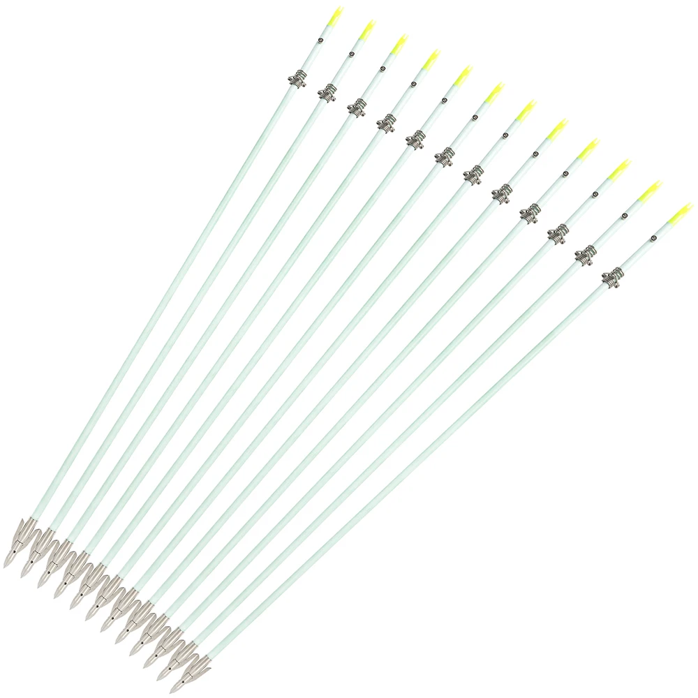Archery Bowfishing Arrows OD 8mm Solid Fiberglass Arrow Carbon Steel Arrowhead Metal Fishings Slider  Hunting Fishing 3/6pcs view 3
