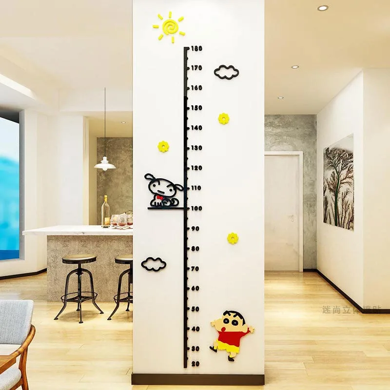

New Cute Cartoon Crayon ShinChan Height Growth Chart Wall Decal Acrylic Room Decor 3D Cartoon Removable Wall Art Holiday Gift