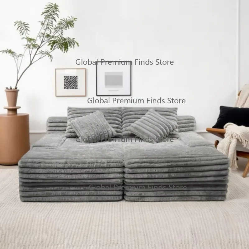 Modern Vacuum Compressed Sofa Plush Corduroy Sectional Sofa Living Room Bedroom Recliner Lazy Sofa Bed Furniture Packing in Box